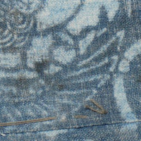 Antique Indigo Katazome Futon-ji – Phoenix Arabesque, 4 Panels Wide