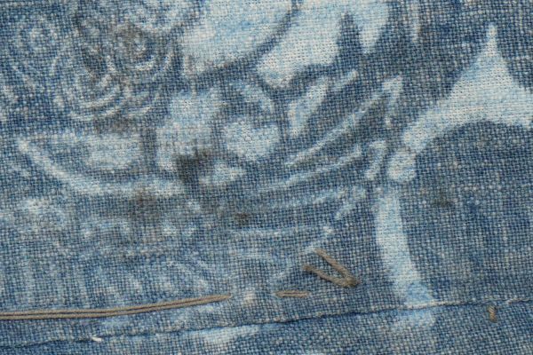 Antique Indigo Katazome Futon-ji – Phoenix Arabesque, 4 Panels Wide