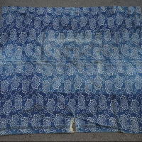 Antique Indigo Katazome Futon-ji – Chrysanthemum & Arabesque, 4 Panels Wide