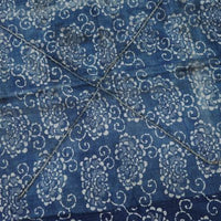 Antique Indigo Katazome Futon-ji – Chrysanthemum & Arabesque, 4 Panels Wide