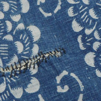 Antique Indigo Katazome Futon-ji – Chrysanthemum & Arabesque, 4 Panels Wide
