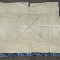 Antique Indigo Katazome Futon-ji – Chrysanthemum & Arabesque, 4 Panels Wide