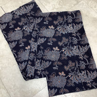 Antique Indigo & Bengala Futon-ji – Floral Katazome, 5 Panels Wide