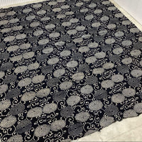 Antique Indigo Katazome Futonji – Chrysanthemum Arabesque, 5 Panels Wide