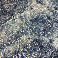 Antique Indigo Futon-ji – Chrysanthemum Medallion & Peony Scrolls, 4 Panels Wide