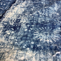 Antique Indigo Futon-ji – Chrysanthemum Medallion & Peony Scrolls, 4 Panels Wide