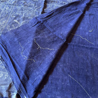 Antique Indigo Katazome Futon-ji – Dual Border Arabesque, 3 Panels Wide