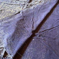 Antique Indigo Katazome Futon-ji – Floral Lattice Border Panel, 3 Panels Wide