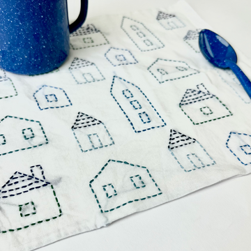 Houses Sashiko Cloth