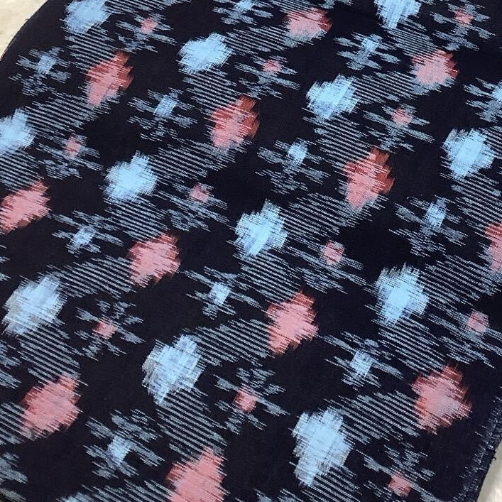 Vintage Bingo Cotton Kasuri – Red & Aqua Floral