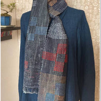 Blocked Floral Sakiori Handwoven Scarf Table Runner