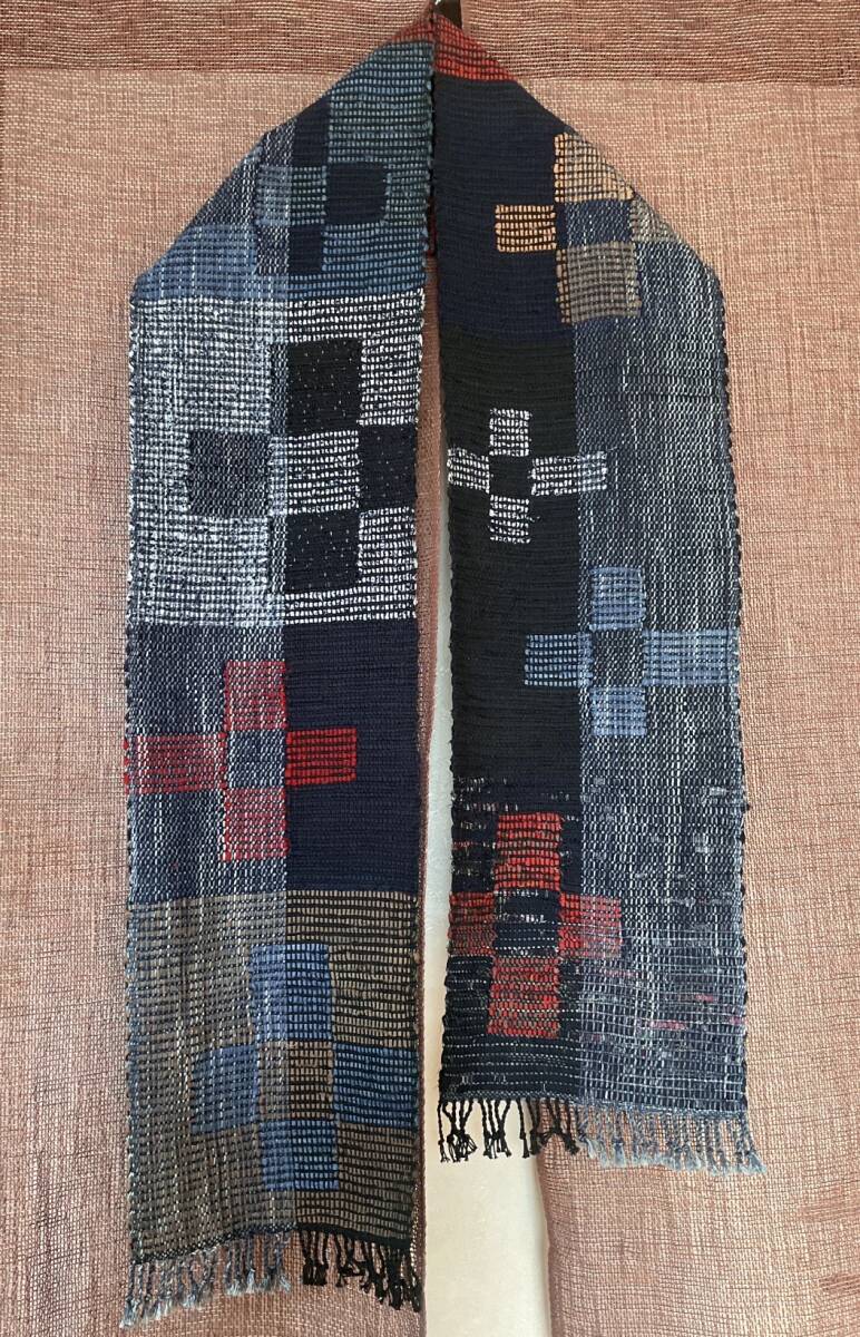 Blocked Floral Sakiori Handwoven Scarf Table Runner