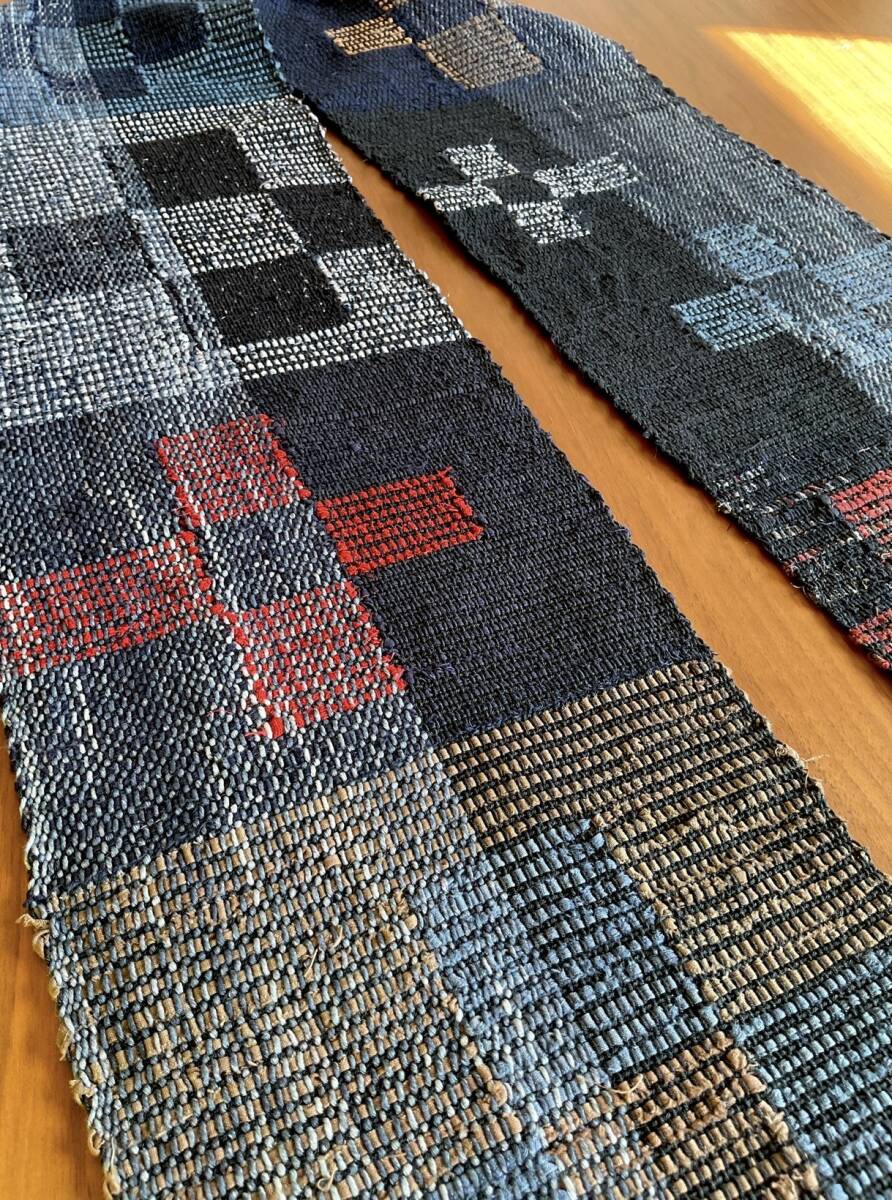 Blocked Floral Sakiori Handwoven Scarf Table Runner