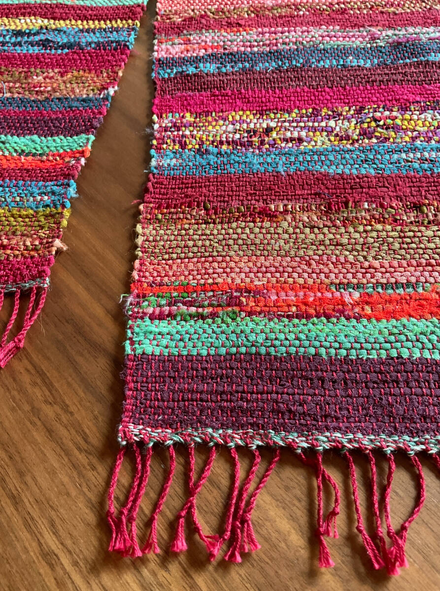 Red Stripes Sakiori Handwoven Scarf
