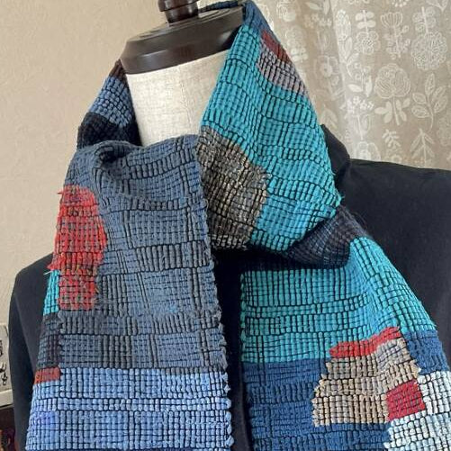 Distorted Blocks Sakiori Woven Scarf