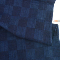 Indigo-Dyed Checkered Jacquard Cotton