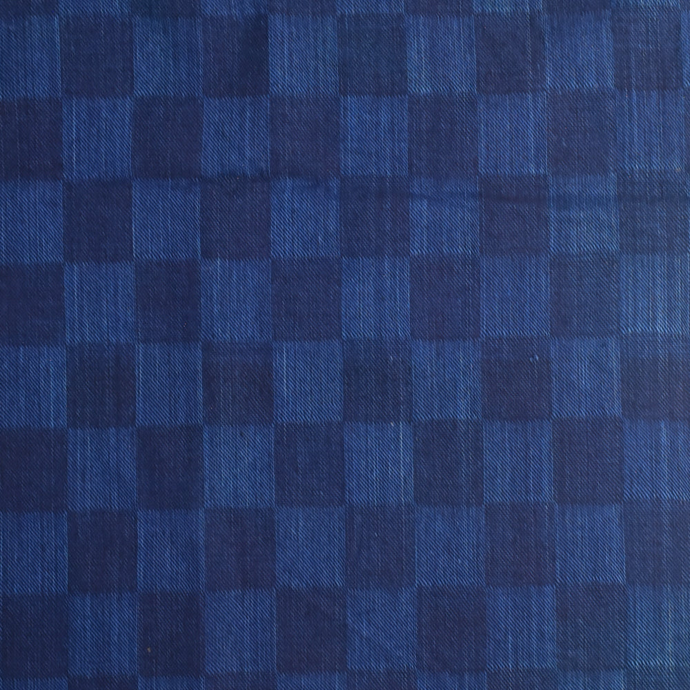 Indigo-Dyed Checkered Jacquard Cotton