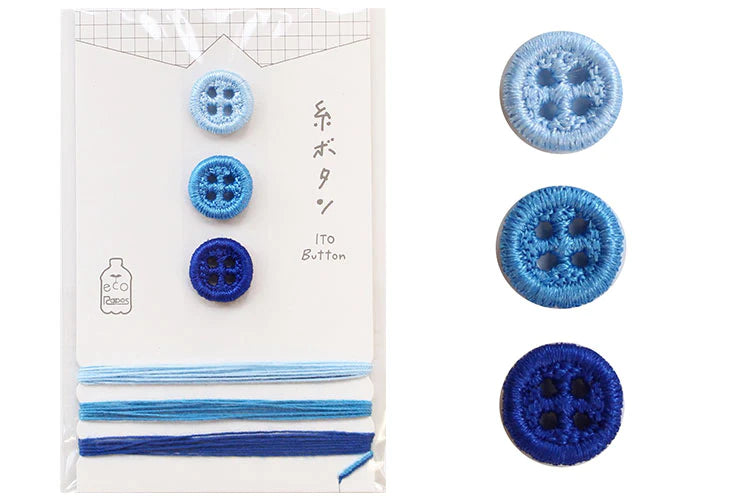 Ito Button & Thread Set, Sky & blue