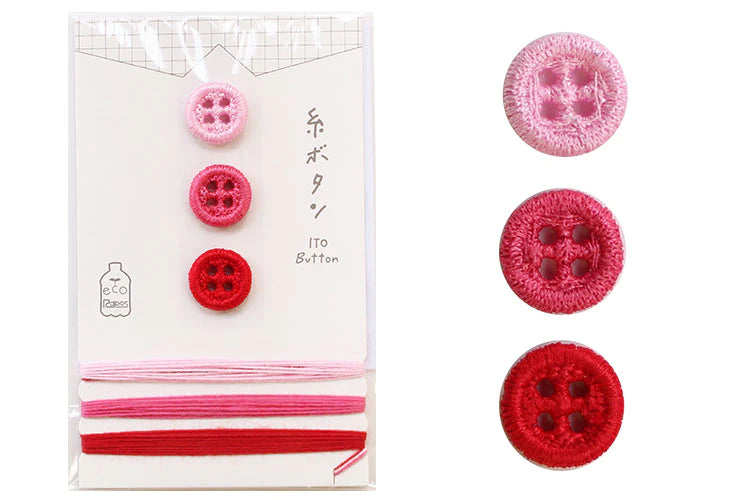 Ito Button & Thread Set, Pink & red