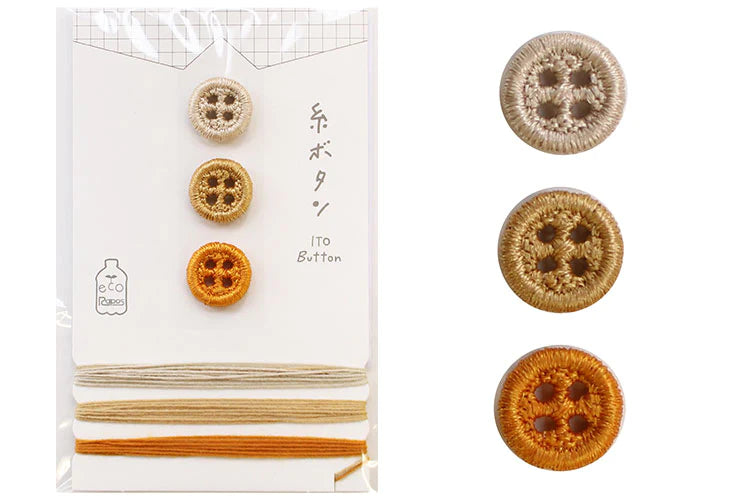 Ito Button & Thread Set, Ivory & gold