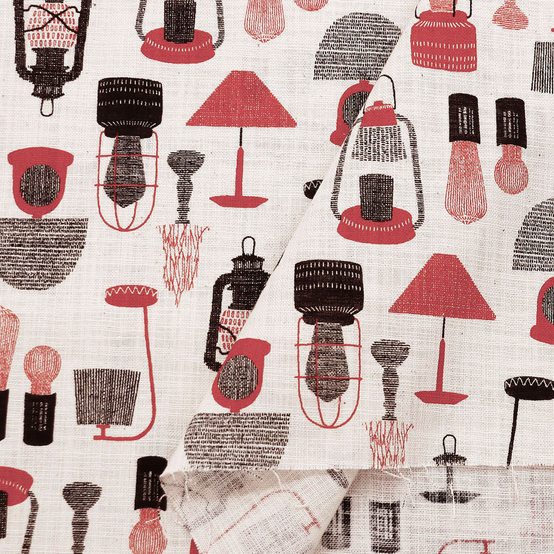 Slub Cotton - Red Lamps