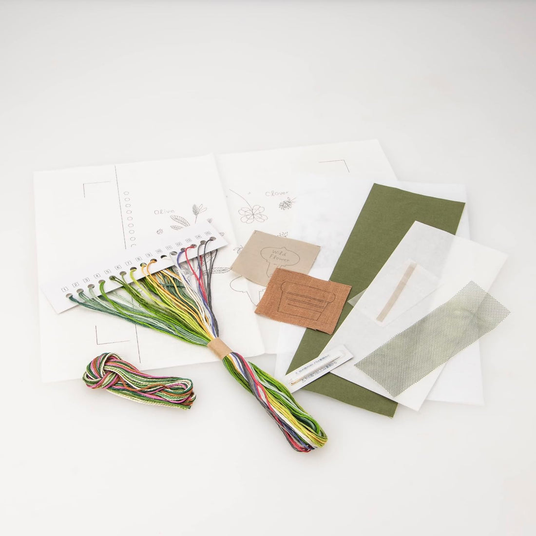 Green Collage Embroidery Kit by Kazuko Aoki