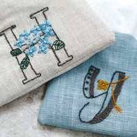 Linen Embroidery Cloth, Antique Rose