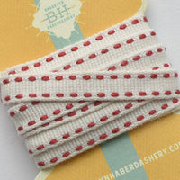 Organic Cotton Ribbon Saddle Stitch, 2yds- Red Currant