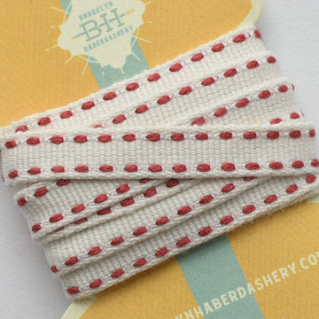 Organic Cotton Ribbon Saddle Stitch, 2yds- Red Currant