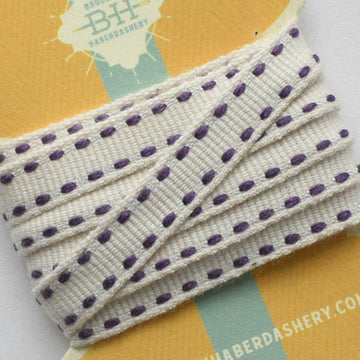 Organic Cotton Ribbon Saddle Stitch, 2yds - Violet