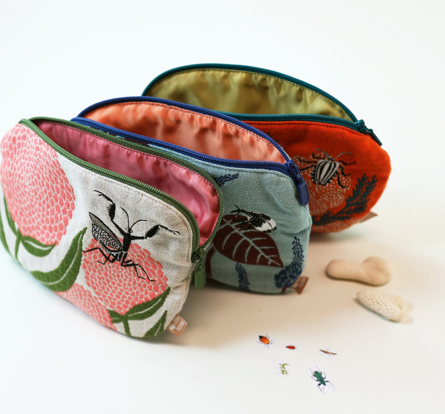 Flowers & Stink Bugs Poetry Pouch by MoritaMiW