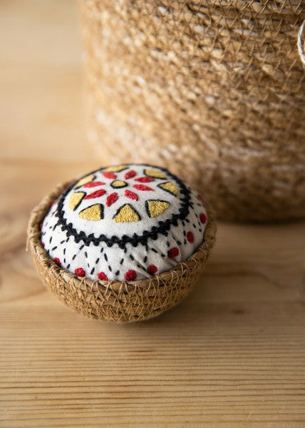 Sewing Basket & Pin Cushion Set