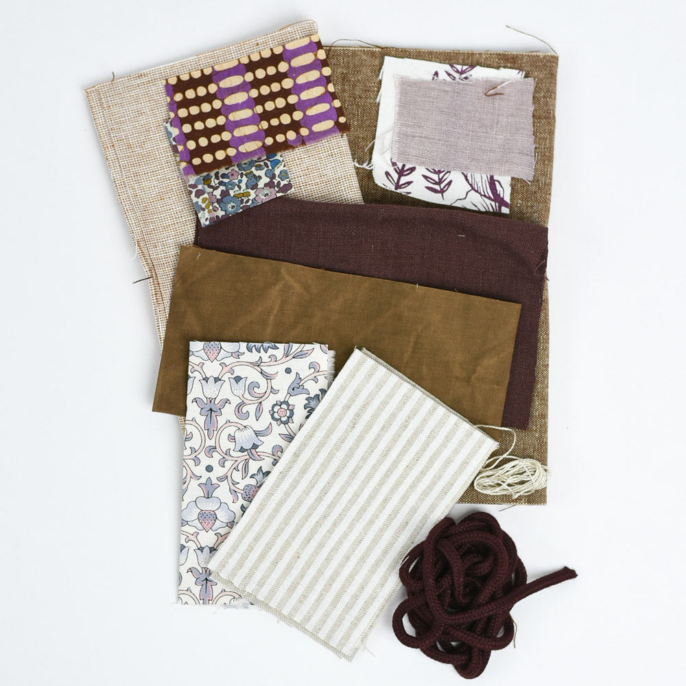 Fabric Pack for Modern Japanese Rice Pouch - Mauve and Mocha