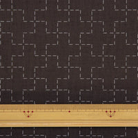 Linen/Cotton Sashiko Panel - Brown Crosses
