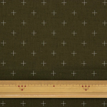 Linen/Cotton Sashiko Panel - Khaki Kasuri