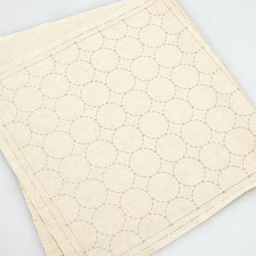 Linen/Cotton Sashiko Panel - Natural Circles
