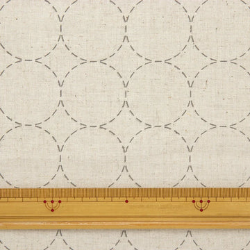 Linen/Cotton Sashiko Panel - Natural Circles