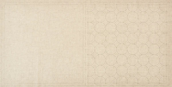Linen/Cotton Sashiko Panel - Natural Circles