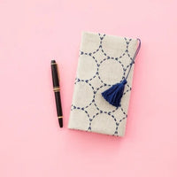 Linen/Cotton Sashiko Panel - Natural Circles