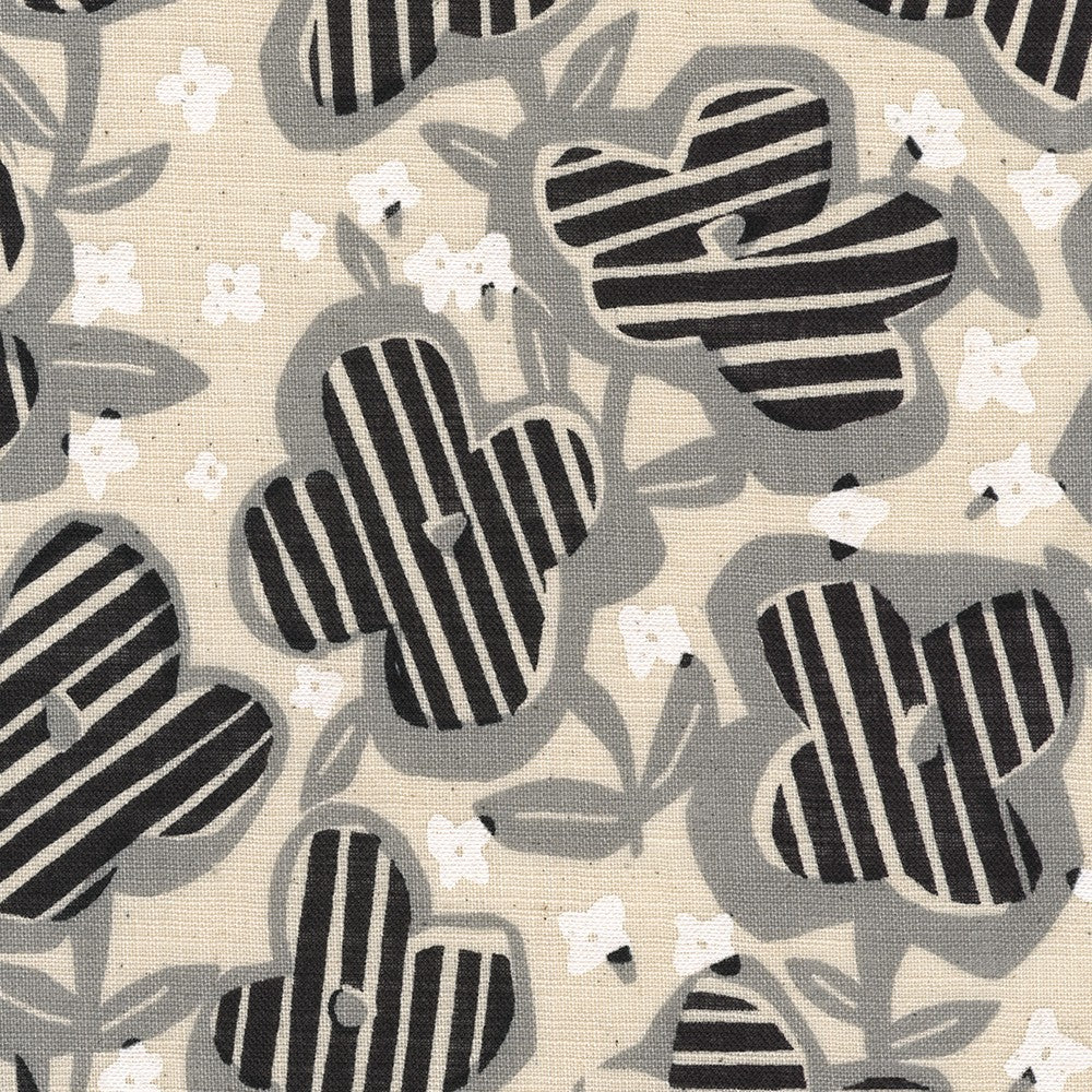 Slub Cotton, Scandi Floral Gray 41"w