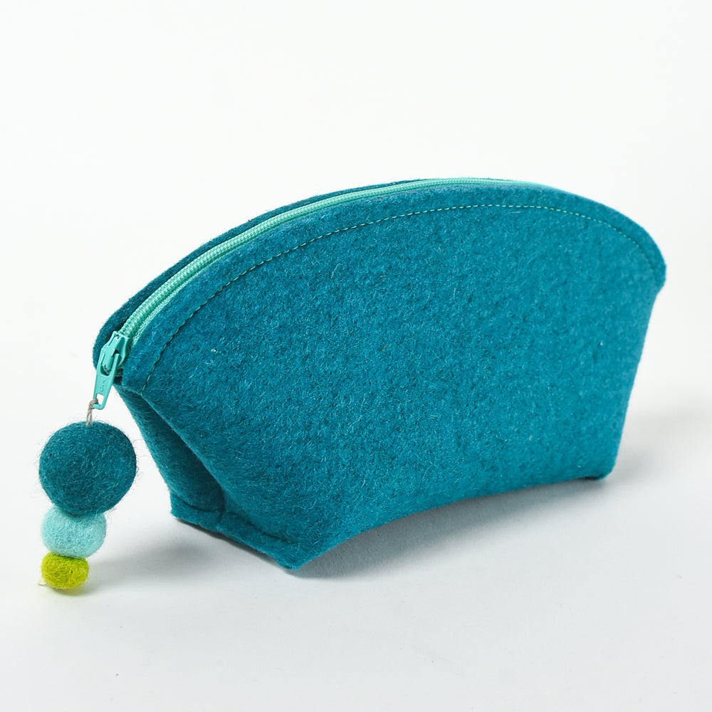 teal blue zippered pouch