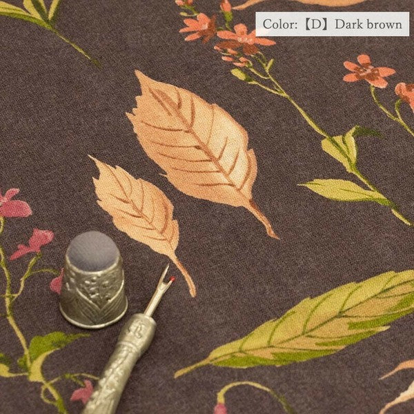 Suzuko Koseki Linen/Cotton 1/2 yd - Botanicals, Dark Brown