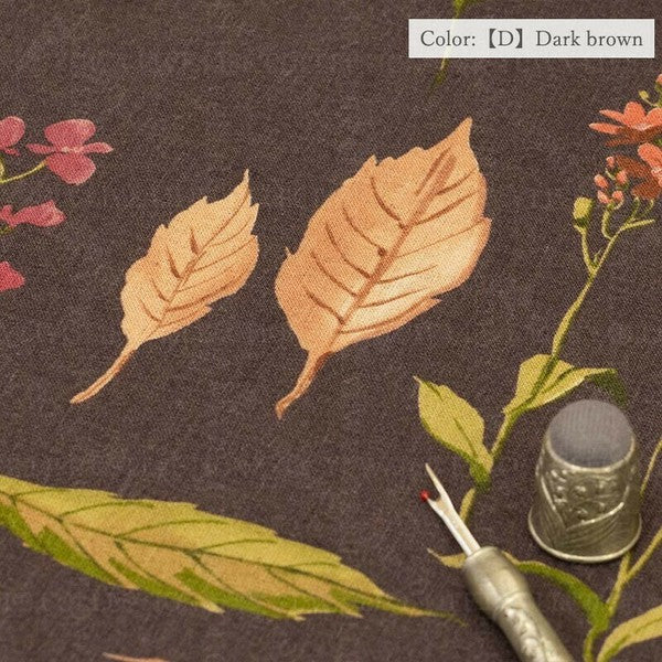 Suzuko Koseki Linen/Cotton 1/2 yd - Botanicals, Dark Brown