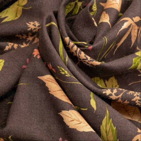 Suzuko Koseki Linen/Cotton 1/2 yd - Botanicals, Dark Brown