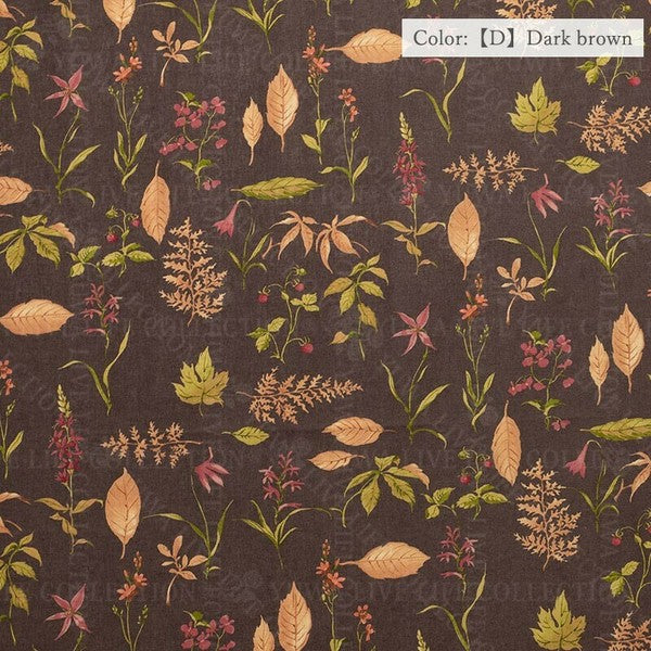 Suzuko Koseki Linen/Cotton 1/2 yd - Botanicals, Dark Brown