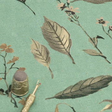 Suzuko Koseki Linen/Cotton 1/2 yd - Botanicals, Turquoise