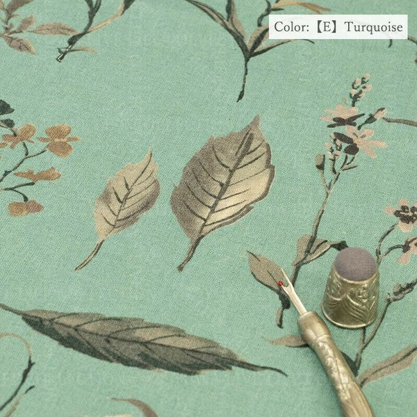 Suzuko Koseki Linen/Cotton 1/2 yd - Botanicals, Turquoise