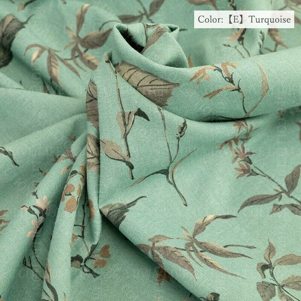 Suzuko Koseki Linen/Cotton 1/2 yd - Botanicals, Turquoise