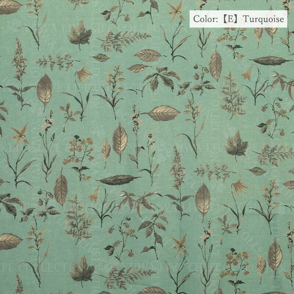 Suzuko Koseki Linen/Cotton 1/2 yd - Botanicals, Turquoise