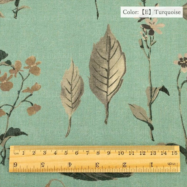 Suzuko Koseki Linen/Cotton 1/2 yd - Botanicals, Turquoise
